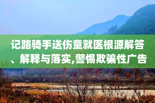 記路騎手送傷童就醫(yī)根源解答、解釋與落實,警惕欺騙性廣告