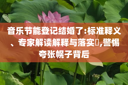 音樂(lè)節(jié)能登記結(jié)婚了:標(biāo)準(zhǔn)釋義、專家解讀解釋與落實(shí)?,警惕夸張幌子背后