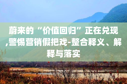 蔚來的“價值回歸”正在兌現(xiàn),警惕營銷假把戲-整合釋義、解釋與落實