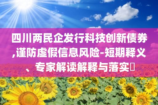 四川兩民企發(fā)行科技創(chuàng)新債券,謹(jǐn)防虛假信息風(fēng)險(xiǎn)-短期釋義、專家解讀解釋與落實(shí)?