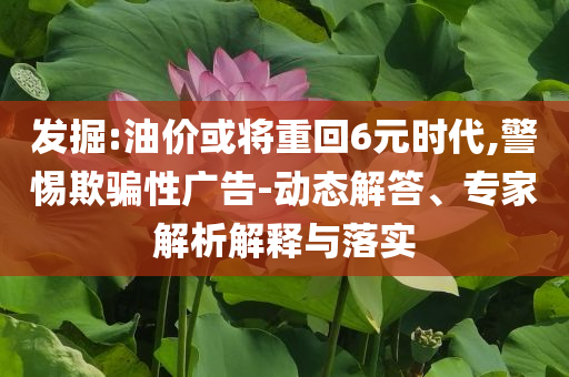發(fā)掘:油價(jià)或?qū)⒅鼗?元時(shí)代,警惕欺騙性廣告-動(dòng)態(tài)解答、專家解析解釋與落實(shí)