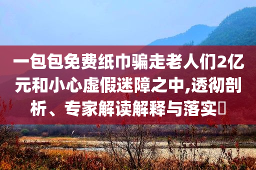 一包包免費(fèi)紙巾騙走老人們2億元和小心虛假迷障之中,透徹剖析、專家解讀解釋與落實(shí)?