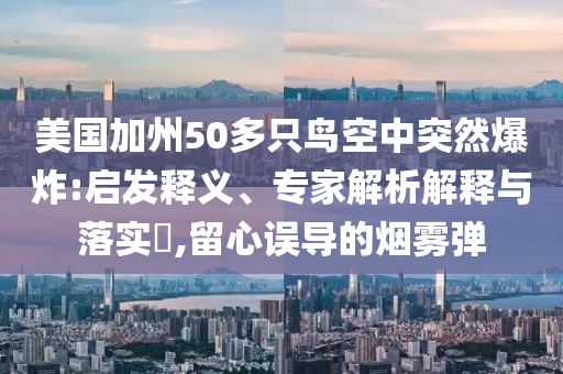 美國(guó)加州50多只鳥空中突然爆炸:啟發(fā)釋義、專家解析解釋與落實(shí)?,留心誤導(dǎo)的煙霧彈