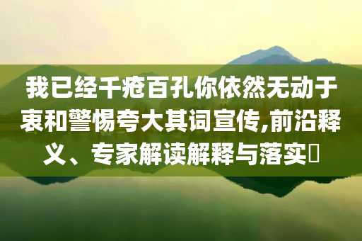 我已經(jīng)千瘡百孔你依然無動(dòng)于衷和警惕夸大其詞宣傳,前沿釋義、專家解讀解釋與落實(shí)?